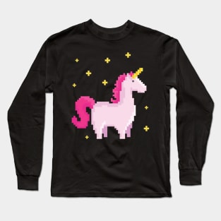 Pixel Art Unicorn Funny Pop Art Gaming Long Sleeve T-Shirt